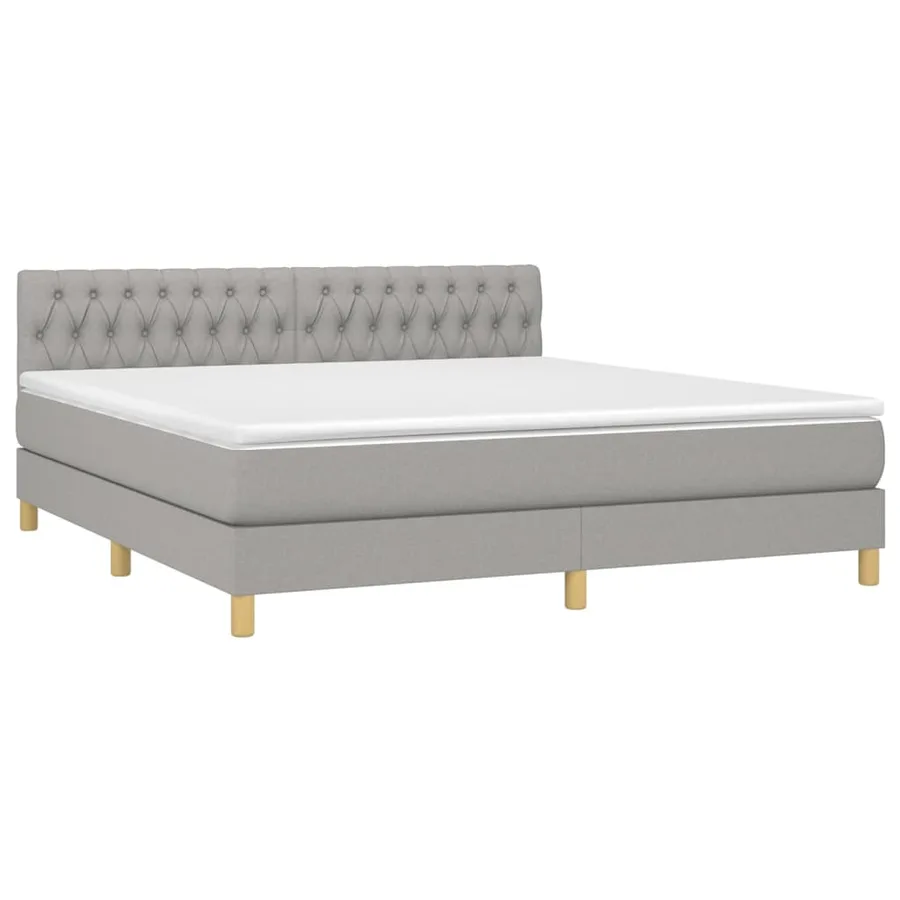 Sommier à lattes de lit et matelas et LED Gris clair 180x200 cm - 3