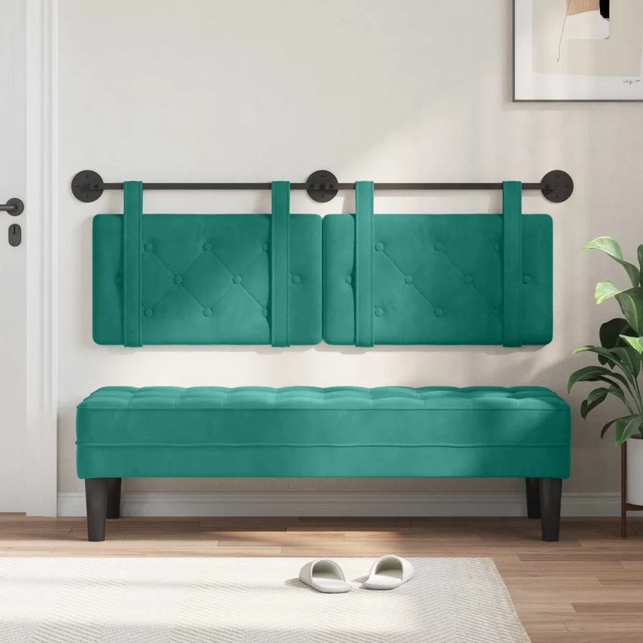 Tête de lit suspendue Turquoise Velours - 3