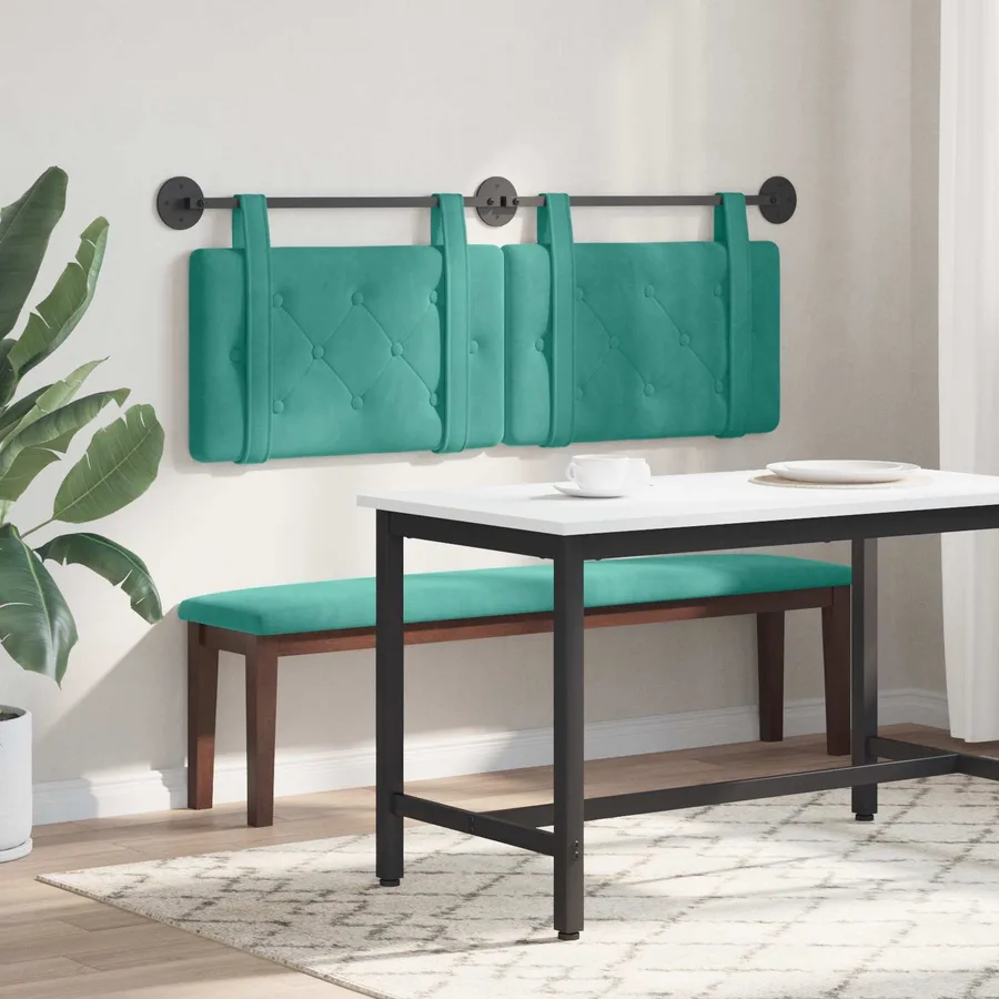 Tête de lit suspendue Turquoise Velours - 4