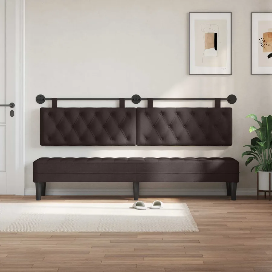 Tête de lit suspendue Marron foncé Tissu - 3