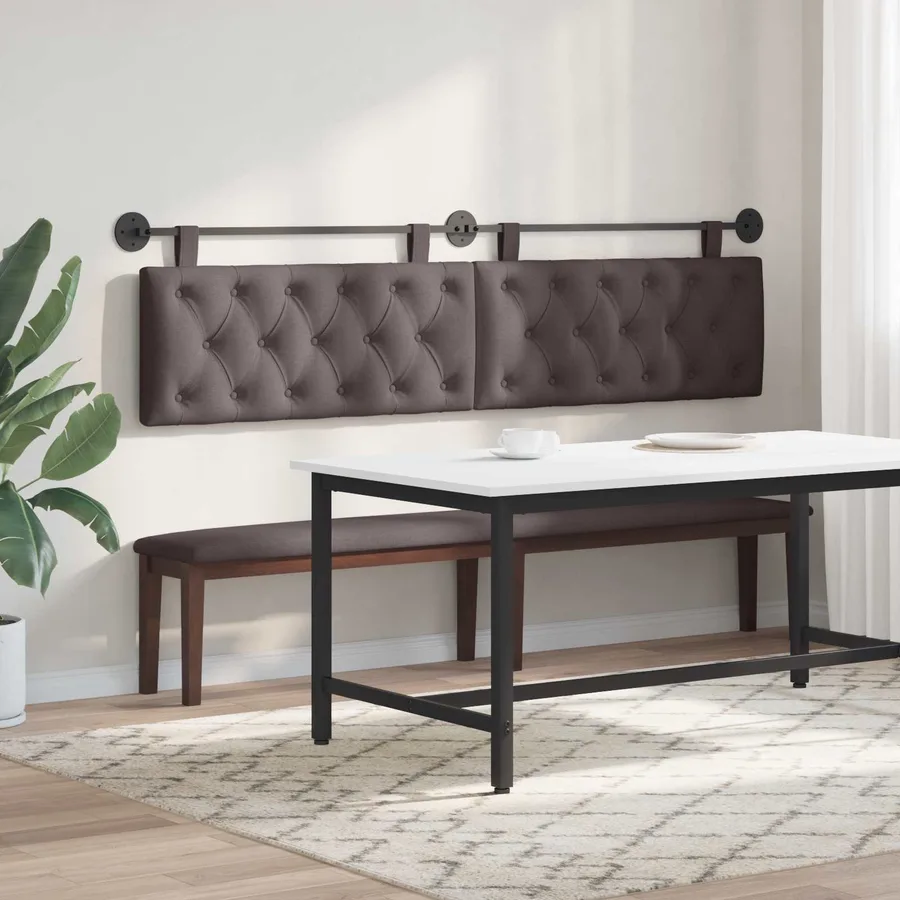 Tête de lit suspendue Marron foncé Tissu - 4