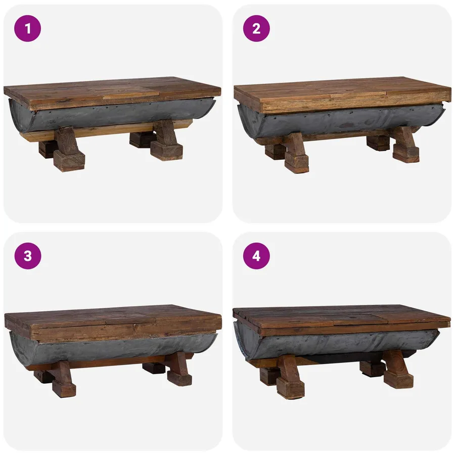 Table basse Naturel 90 x 50 x 35 cm bois - 12