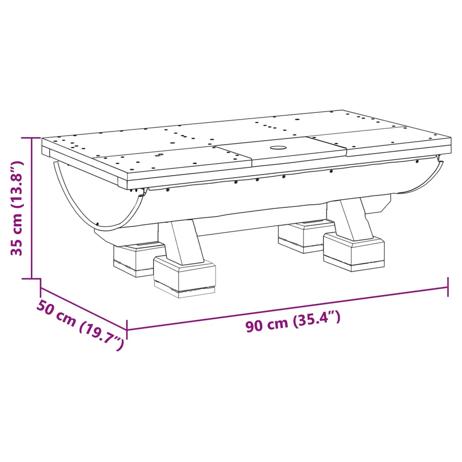 Table basse Naturel 90 x 50 x 35 cm bois - 13