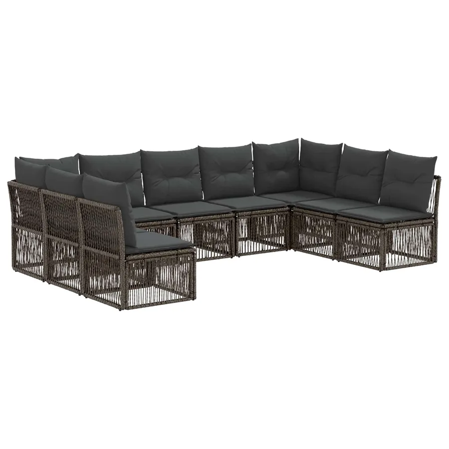 Ensemble de canapé de jardin 9 pcs Gris polyrotin - 2