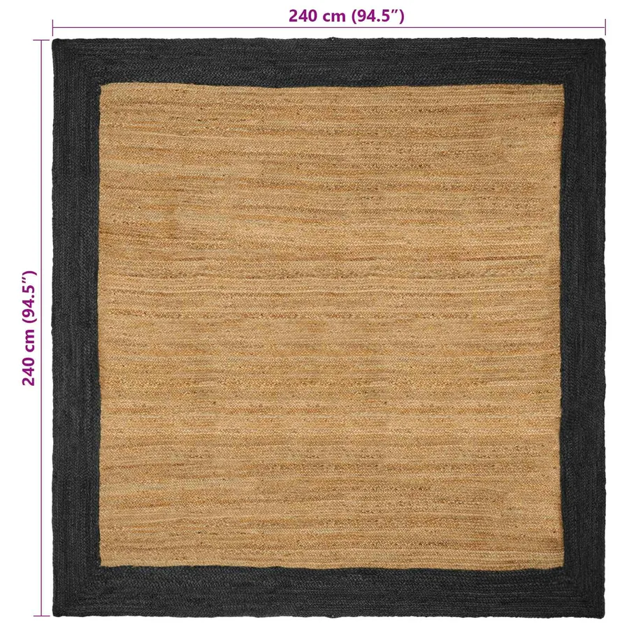 Tapis de surface Gris foncé 240 x 240 cm Jute - 8