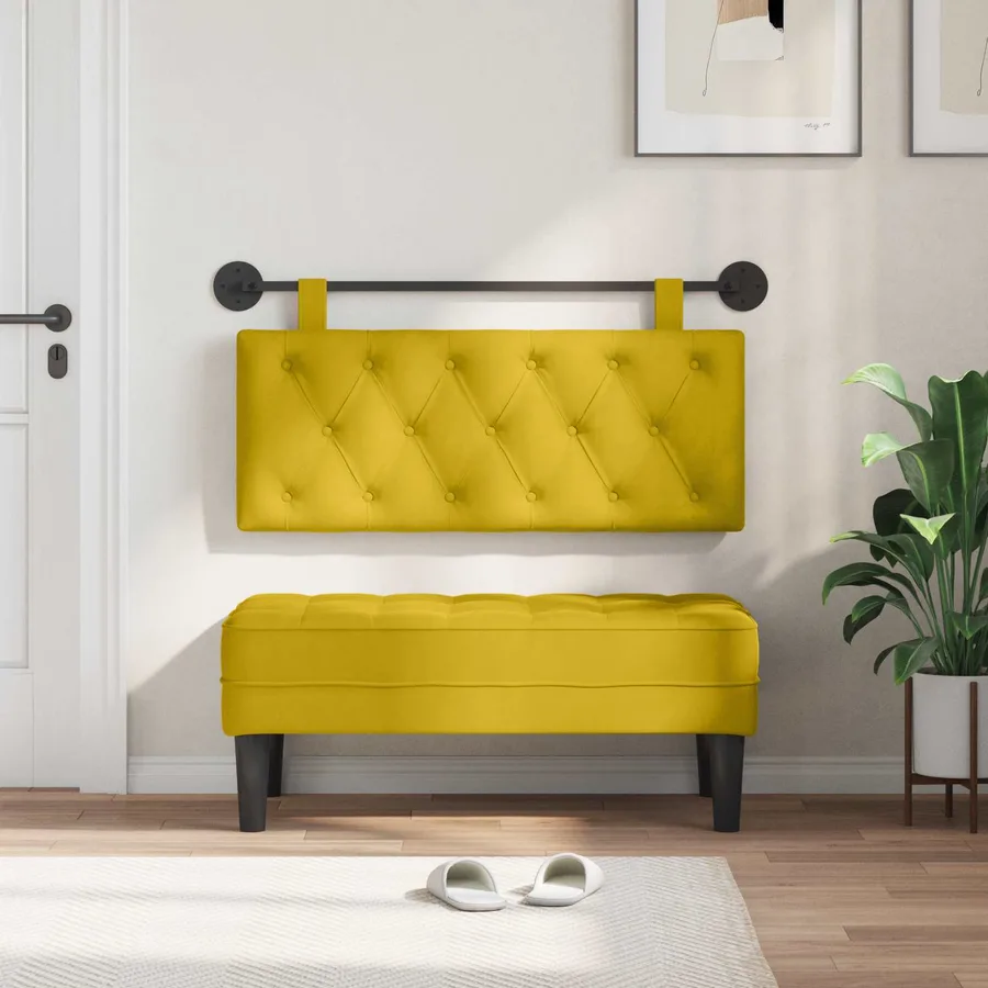 Tête de lit suspendue Avec lumière LED Jaune Velours - 3