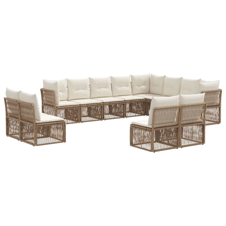 Ensemble de canapé de jardin 12 pcs Beige polyrotin - 2