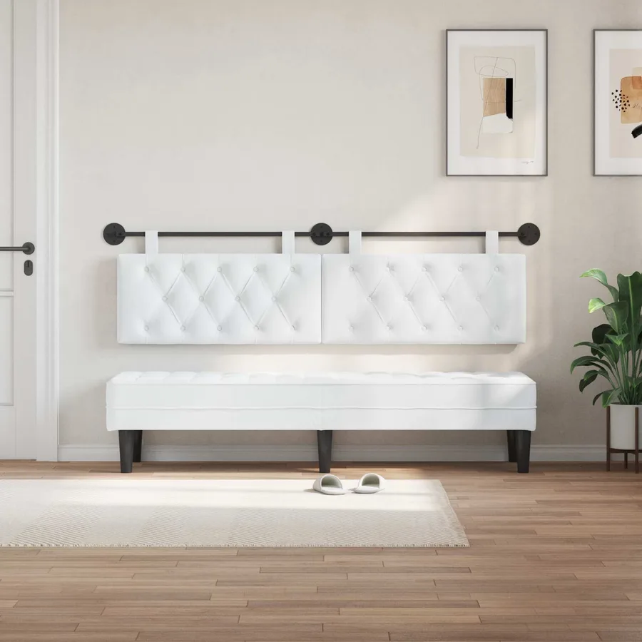 Tête de lit suspendue Blanc Tissu - 3