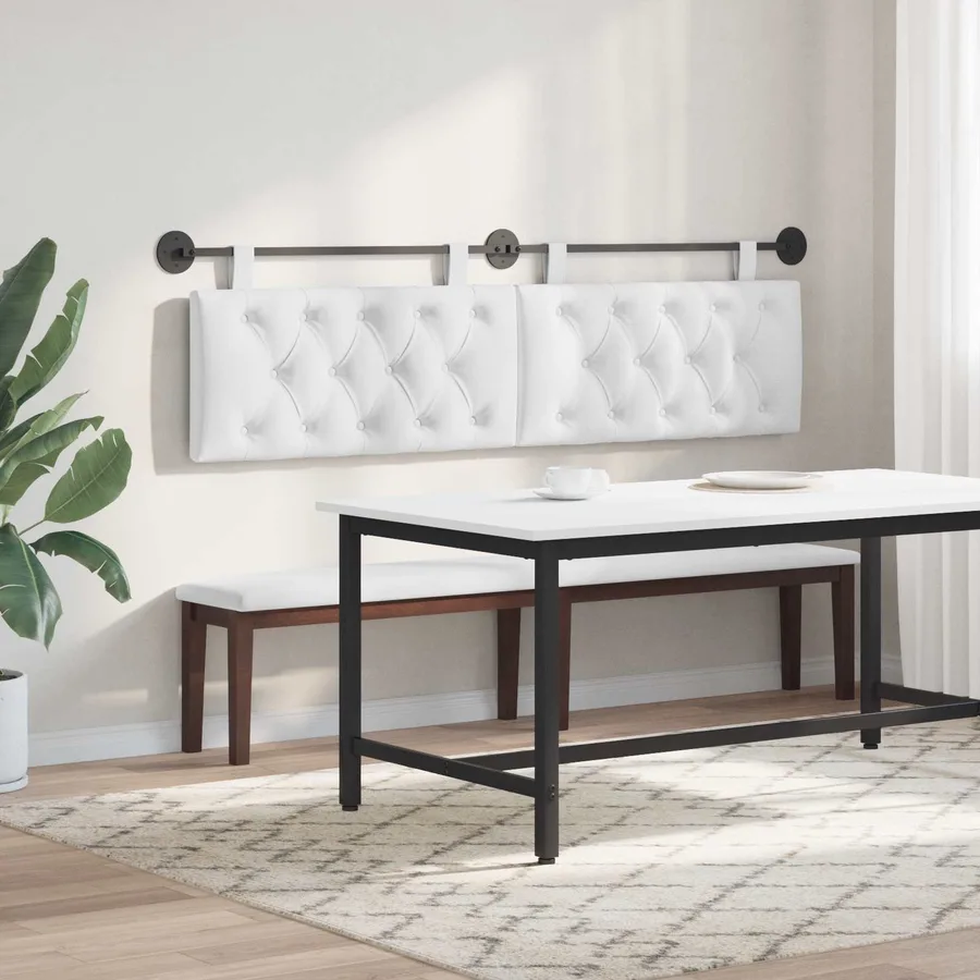 Tête de lit suspendue Blanc Tissu - 4