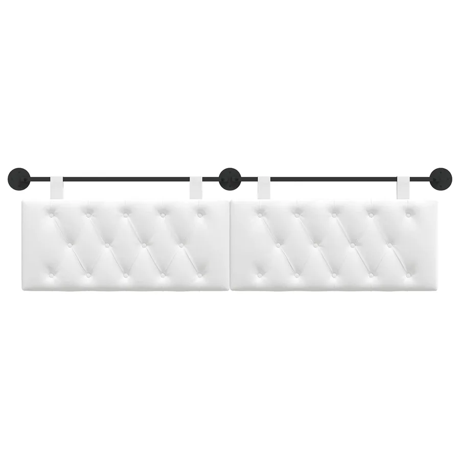Tête de lit suspendue Blanc Tissu - 5