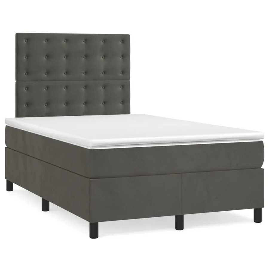 Sommier à lattes de lit et matelas Gris foncé 120x200cm Velours - 2
