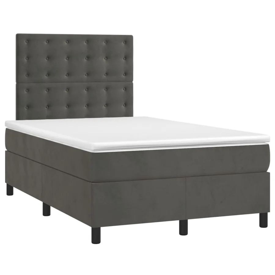 Sommier à lattes de lit et matelas Gris foncé 120x200cm Velours - 3