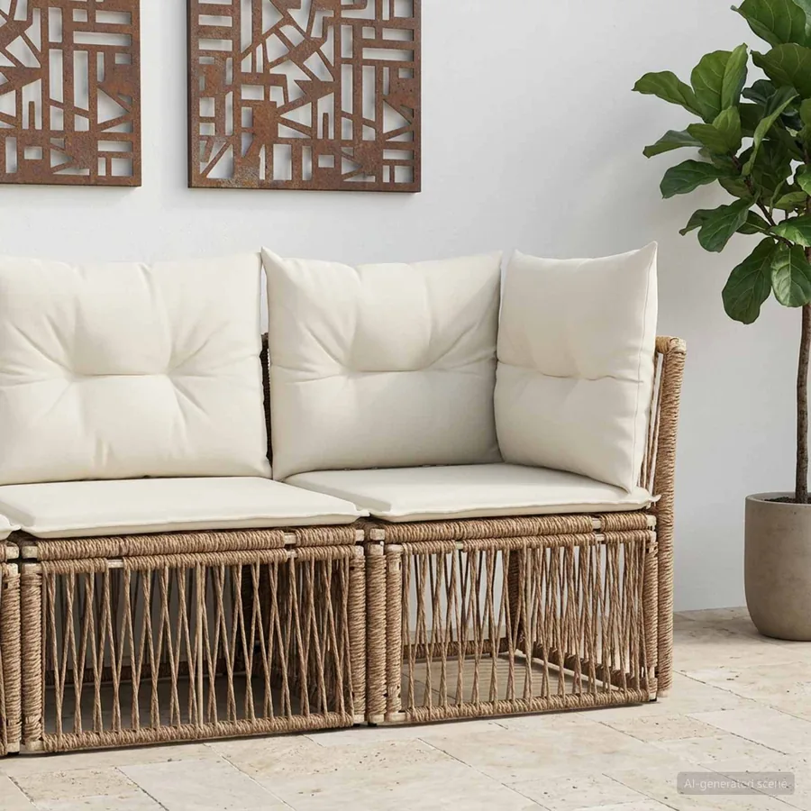 Unité Canapé d'angle Beige polyrotin