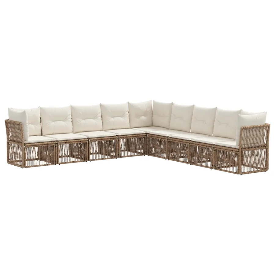 Ensemble de canapé de jardin 9 pcs Beige polyrotin - 2