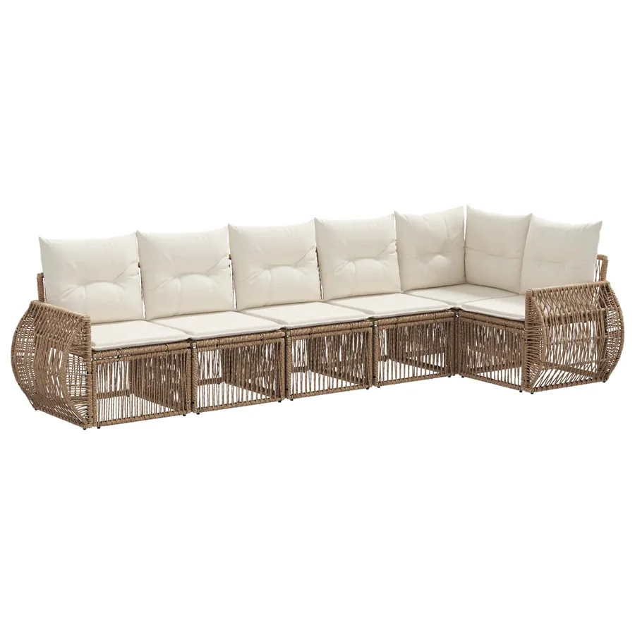 Ensemble de canapé de jardin 6 pcs Beige et blanc crème