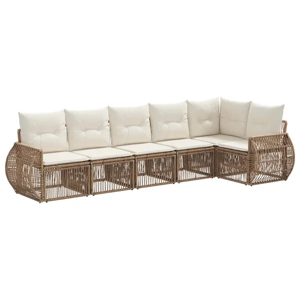 Ensemble de canapé de jardin 6 pcs Beige et blanc crème