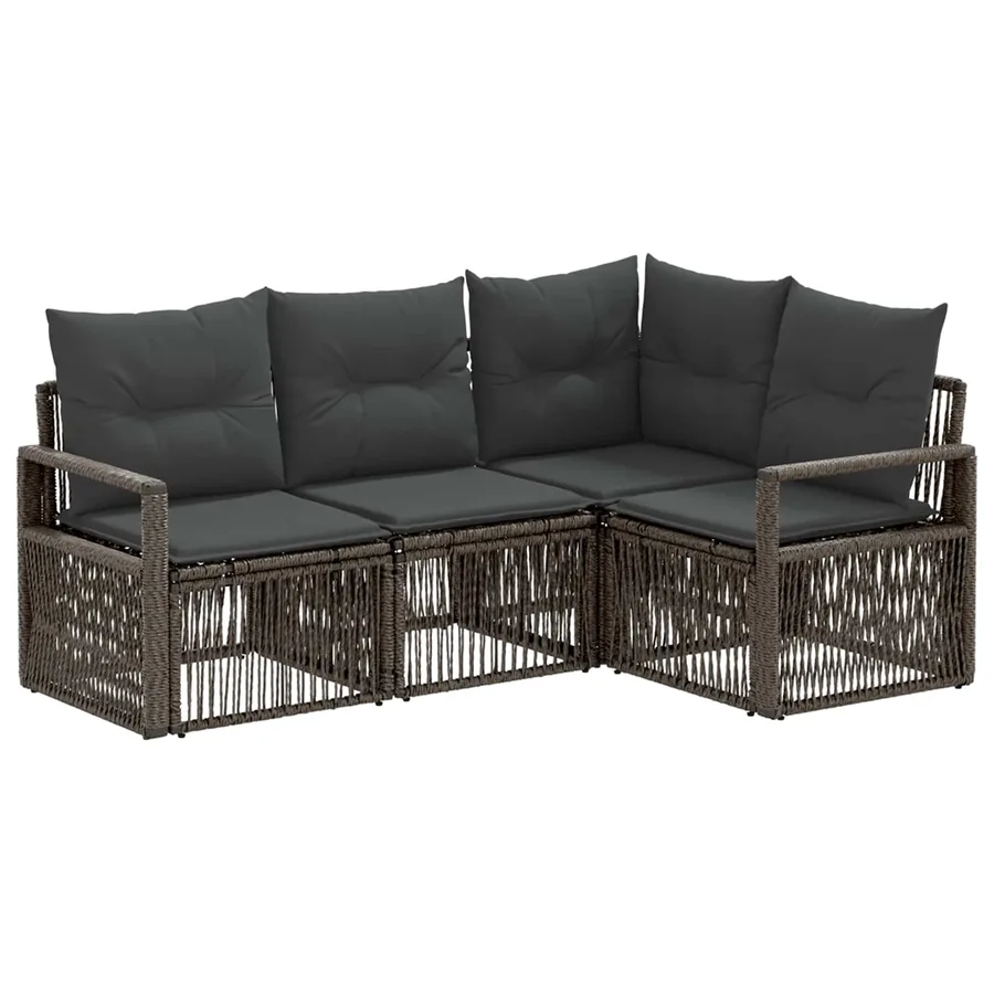 Ensemble de canapé de jardin 4 pcs Gris polyrotin - 2