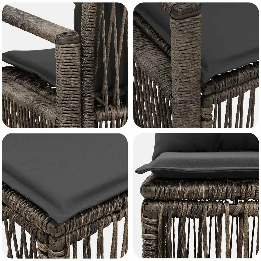 Ensemble de canapé de jardin 4 pcs Gris polyrotin - 6
