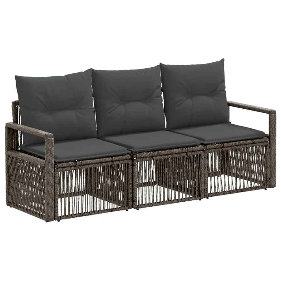 Ensemble de canapé de jardin 3 pcs Gris polyrotin