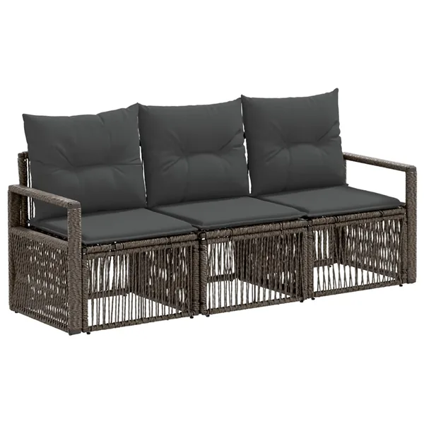 Ensemble de canapé de jardin 3 pcs Gris polyrotin