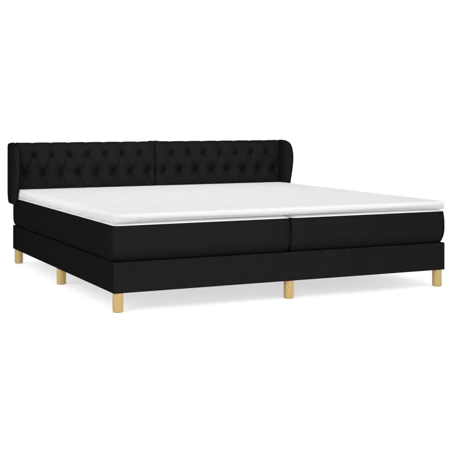 Sommier à lattes de lit avec matelas Noir 200x200 cm Tissu - 2