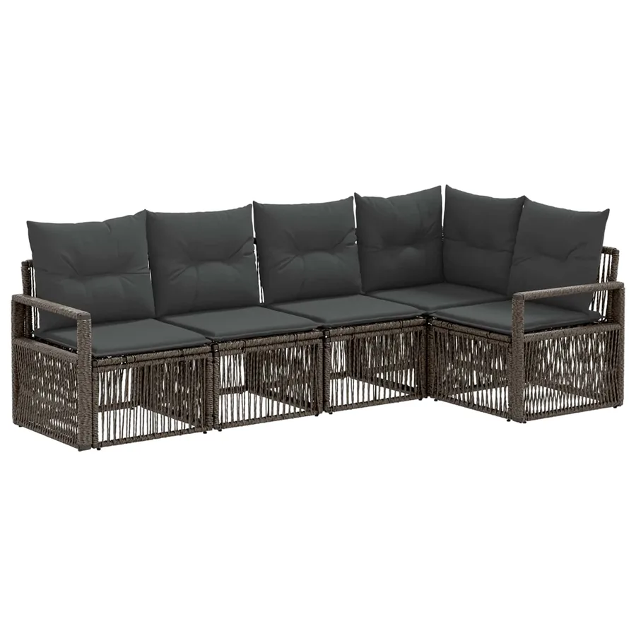 Ensemble de canapé de jardin 5 pcs Gris polyrotin - 2