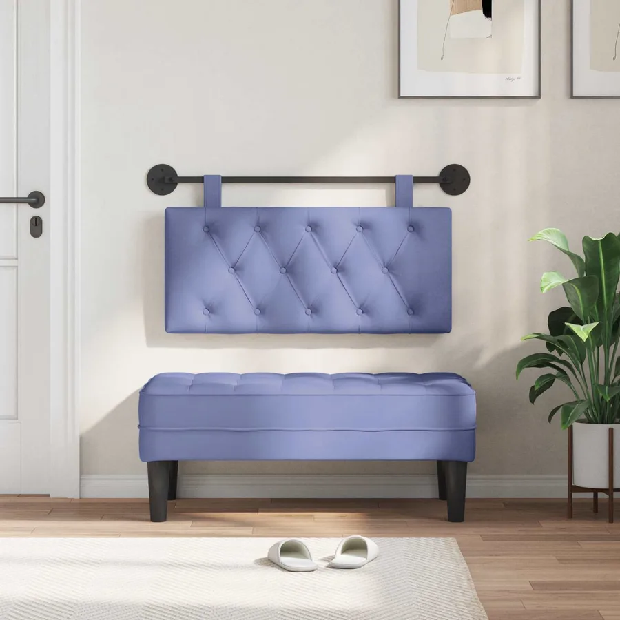 Tête de lit suspendue Bleu denim Tissu - 3