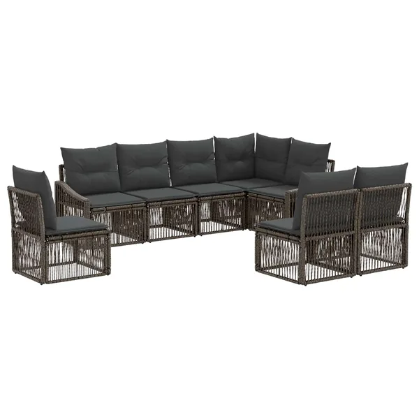 Ensemble de canapé de jardin 8 pcs Gris polyrotin