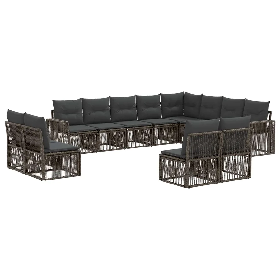 Ensemble de canapé de jardin 12 pcs Gris et Gris foncé - 2