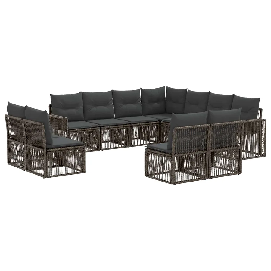 Ensemble de canapé de jardin 11 pcs Gris et Gris foncé - 2