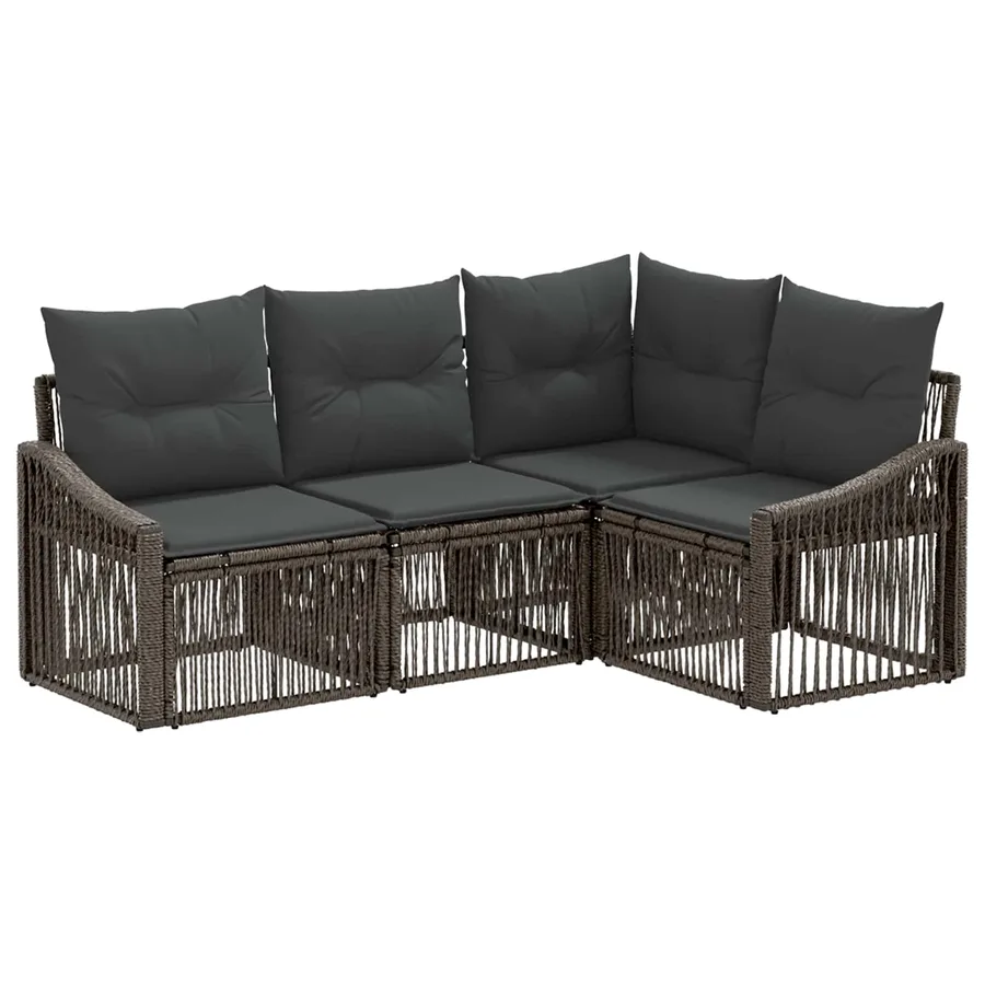 Ensemble de canapé de jardin 4 pcs Gris polyrotin - 2