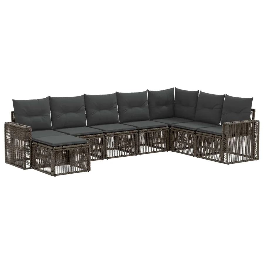 Ensemble de canapé de jardin 8 pcs Gris et Gris foncé polyrotin - 2