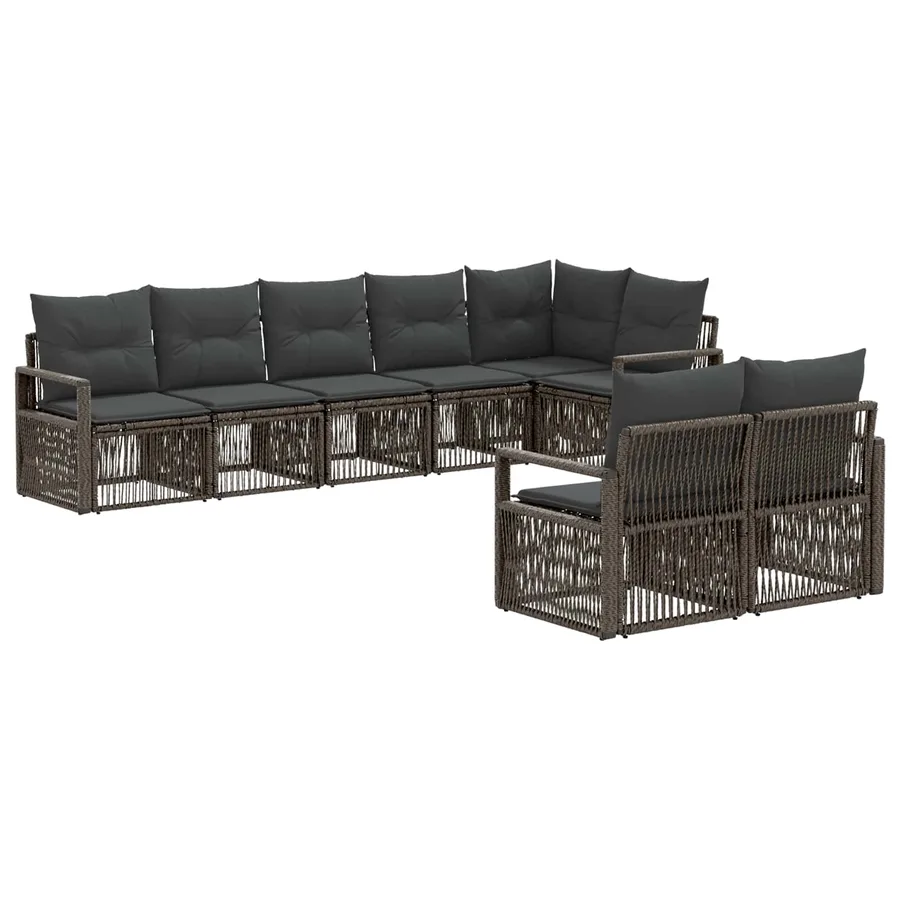 Ensemble de canapé de jardin 8 pcs Gris polyrotin - 2