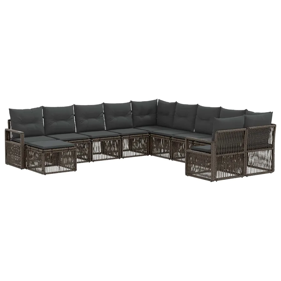 Ensemble de canapé de jardin 11 pcs Gris polyrotin - 2