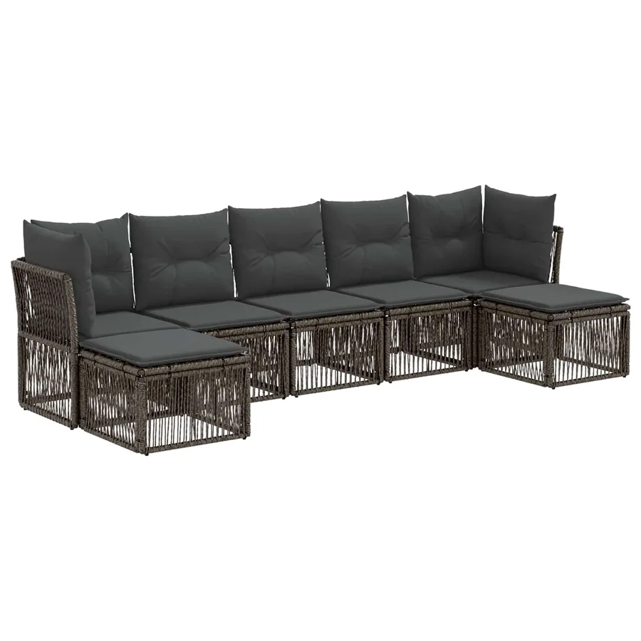 Ensemble de canapé de jardin 7 pcs Gris polyrotin - 2