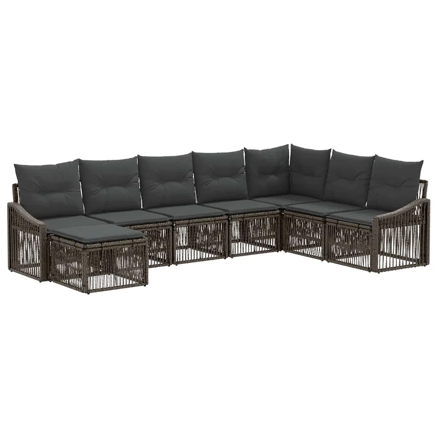 Ensemble de canapé de jardin 8 pcs Gris polyrotin - 2