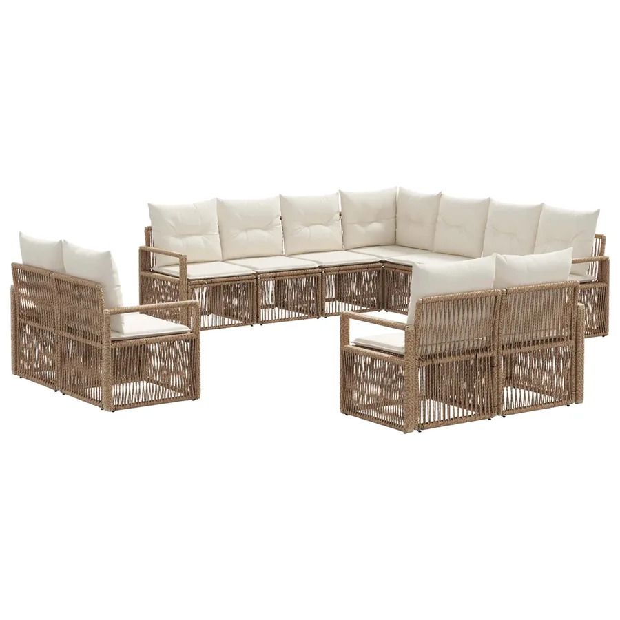 Ensemble de canapé de jardin 11 pcs Beige polyrotin - 2