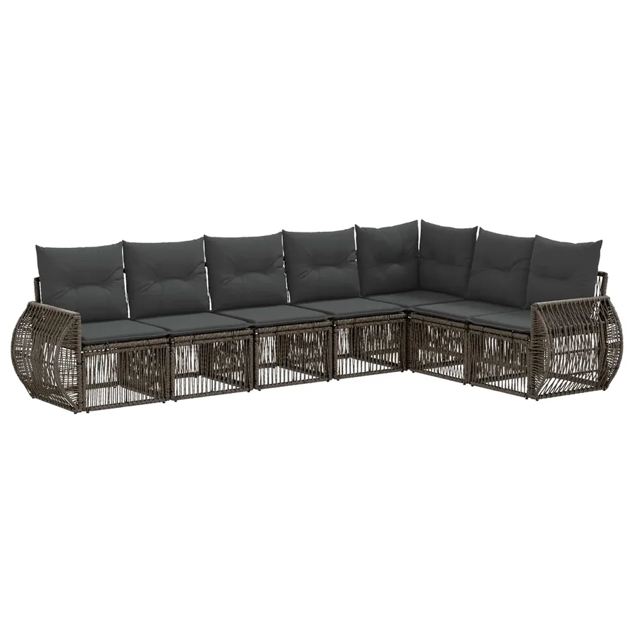 Ensemble de canapé de jardin 7 pcs Gris et Gris foncé polyrotin - 2