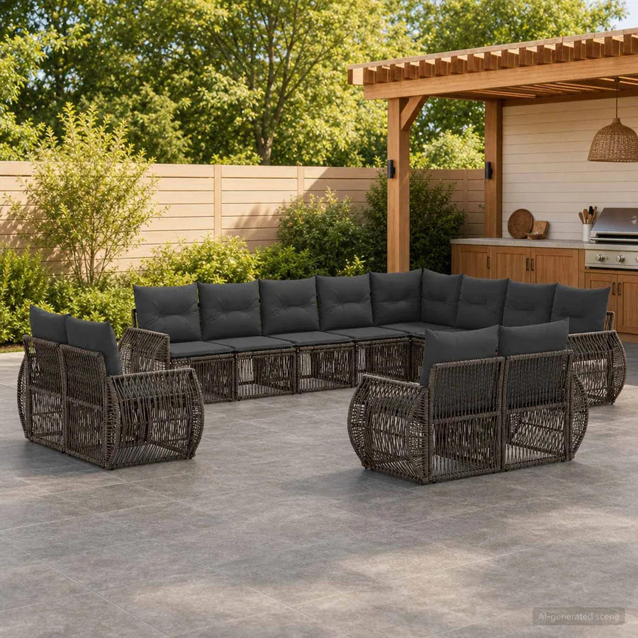 Ensemble de canapé de jardin 12 pcs Gris et Gris foncé