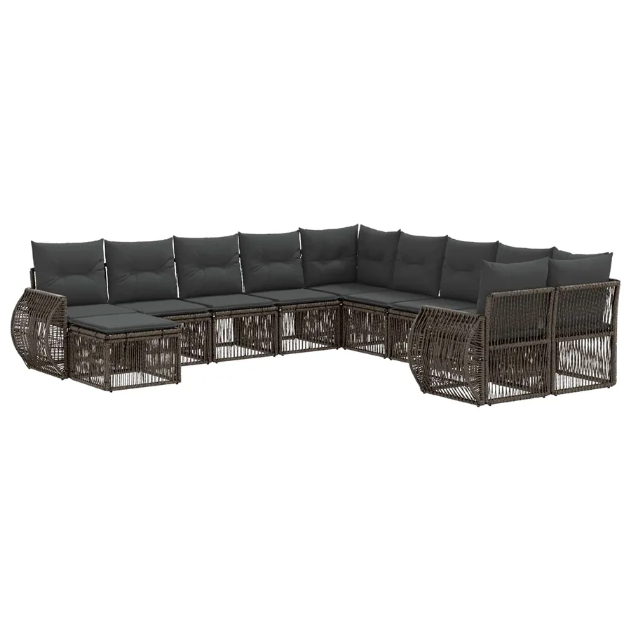 Ensemble de canapé de jardin 11 pcs Gris polyrotin