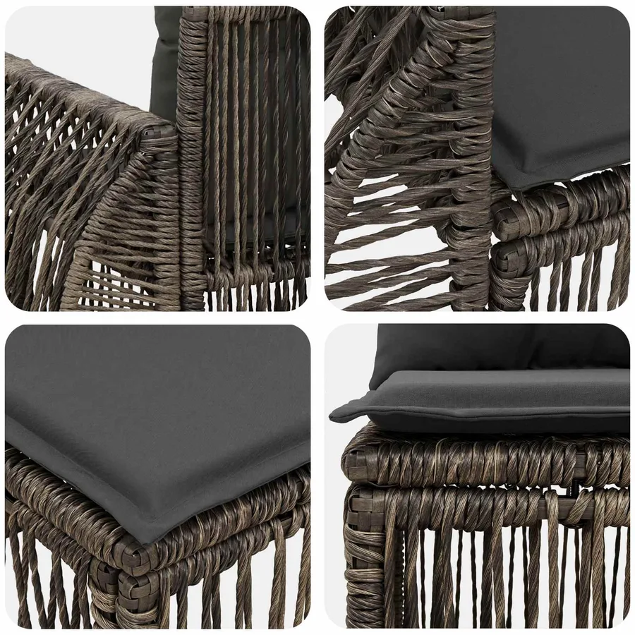 Ensemble de canapé de jardin 11 pcs Gris polyrotin - 5
