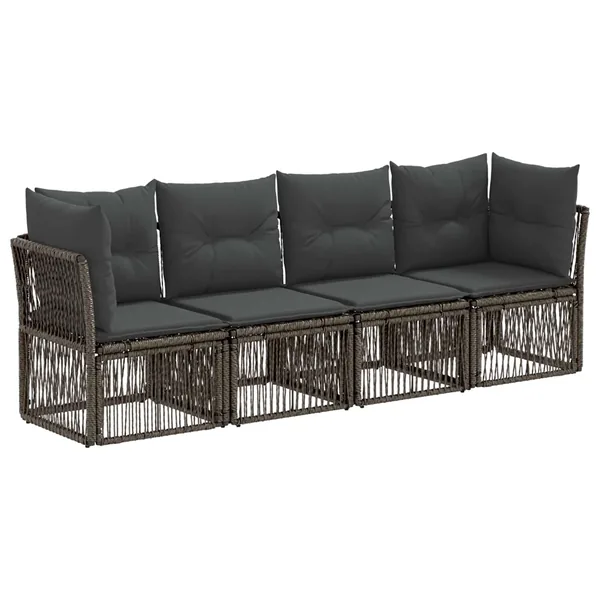 Ensemble de canapé de jardin 4 pcs Gris polyrotin