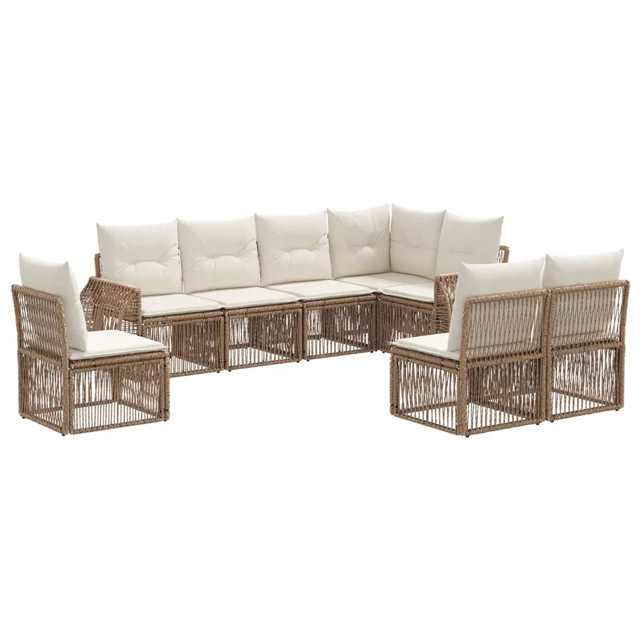 Ensemble de canapé de jardin 8 pcs Beige et blanc crème - 2
