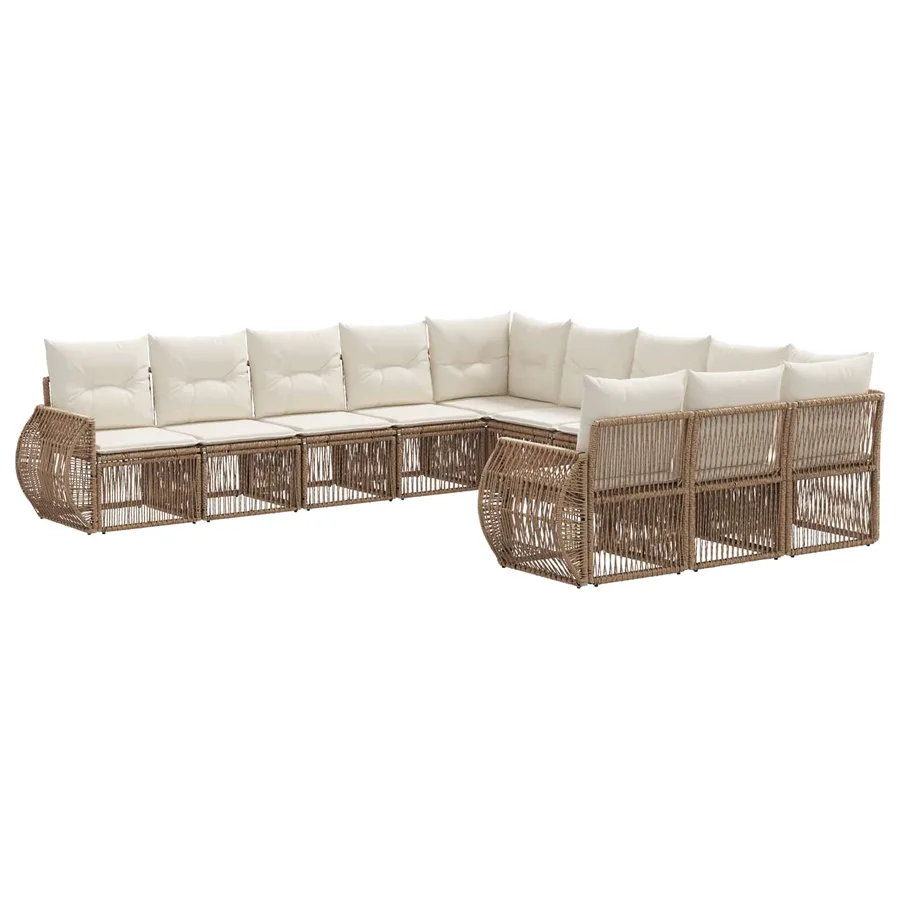 Ensemble de canapé de jardin 11 pcs Beige et blanc crème - 2