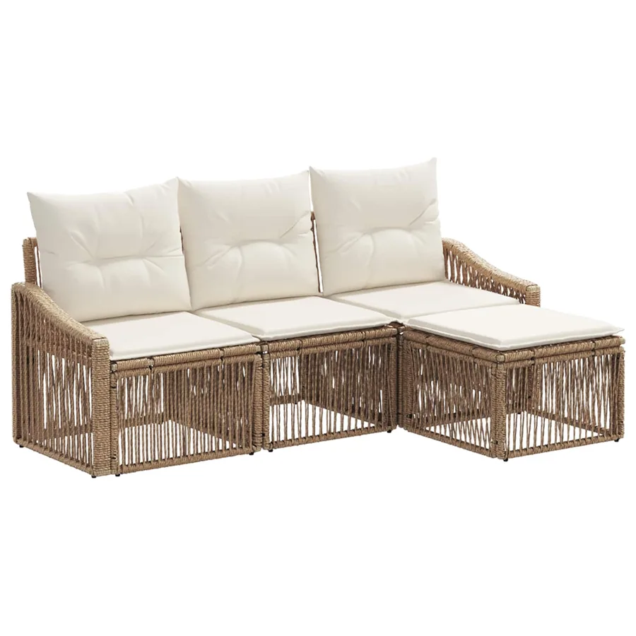 Ensemble de canapé de jardin 4 pcs Beige polyrotin - 2