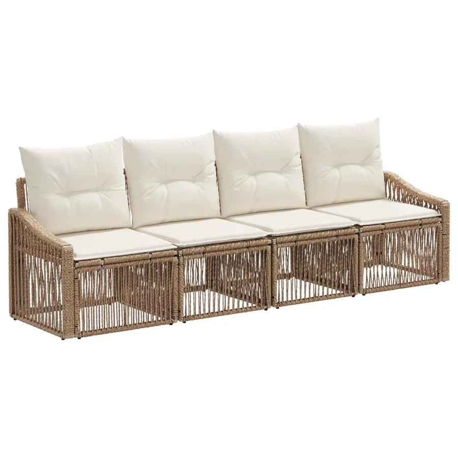 Ensemble de canapé de jardin 4 pcs Beige polyrotin - 2
