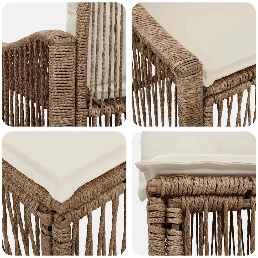 Ensemble de canapé de jardin 4 pcs Beige polyrotin - 5