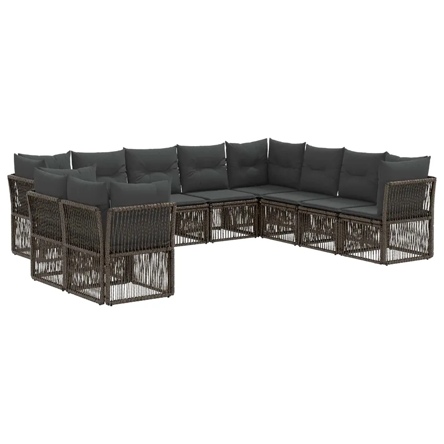 Ensemble de canapé de jardin 10 pcs Gris polyrotin