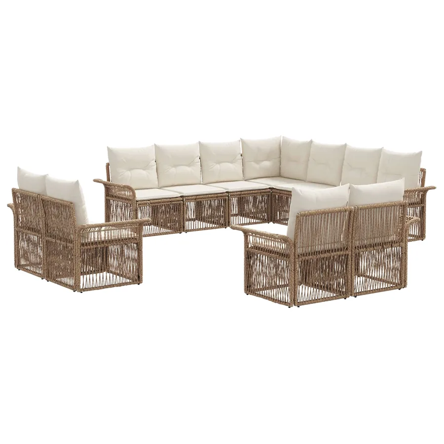 Ensemble de canapé de jardin 11 pcs Beige et blanc crème - 2