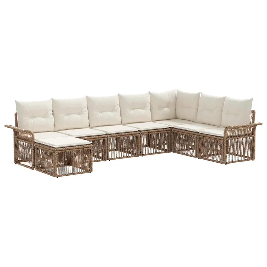 Ensemble de canapé de jardin 8 pcs Beige polyrotin - 2